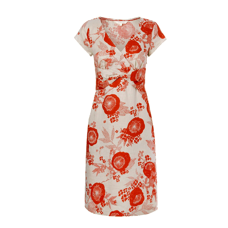 NEW RRP £65 WHITE STUFF FLORAL LINEN TEA DRESS WINNY BEIGE RED 8 10 12 ...